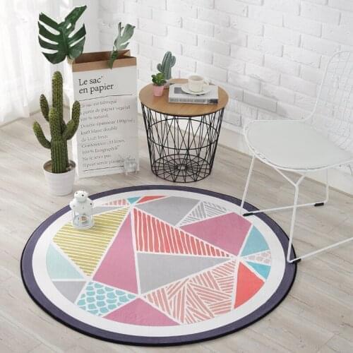 Simple Nordic Geometric patterns Round Carpet Baby living room Rug Child Bedroom Carpet Chair tapete Kids Room Crawl Game Tapete