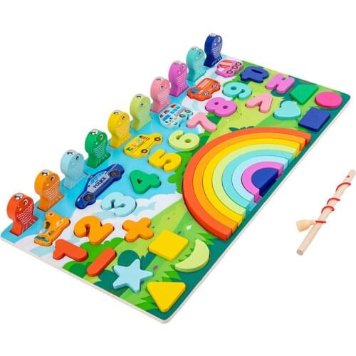 Montessori Educational Toy 5 In 1 Multifunctional Childrens Wooden Matching Board Game For Kids Educational Toys For 2 There
