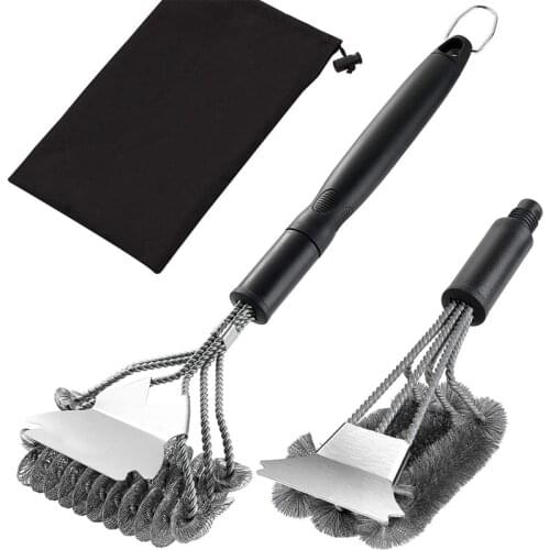 Heavy Duty Safe BBQ Cleaner - Grill Brush Head with Scraper in Carrying Bag - Universal Grill Tools Set