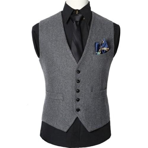 TPSAADE Wholesale- High quality New Men Suit Vest Dress Vests MensWaistcoat Casual Men Suit Vest Tops Only a Vest