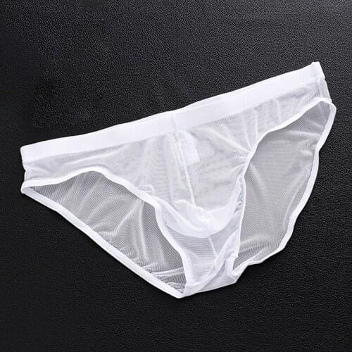 Tulle Netting Brief Man Transparent Underwear Brief Breathable Underpant Elastic Male Panties Roupa Intima Masculino Sexy Erotic