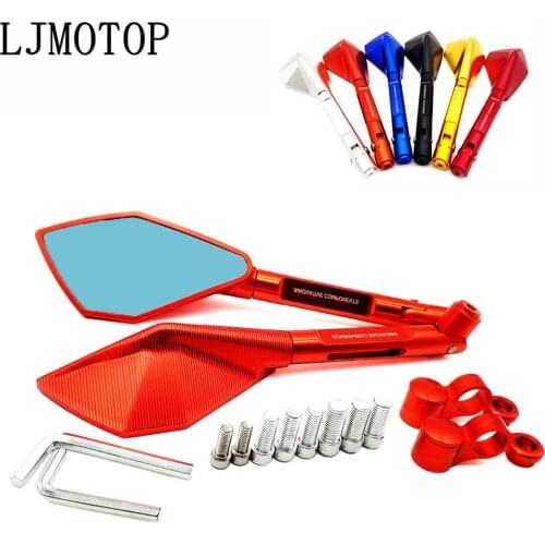 Motorcycle Mirror Aluminum Motorbike Handlebar Rearview Mirrors Blue For Yamaha t max 500 530 XP500 XP530 xp 530 500 YZ80 YZ85