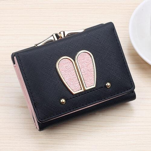 10 Slot Women Wallet PU Leather Multi-card Hand Holding Purse Cute Rabbit Ears Credit Card Holder Organizer Best Sale-WT