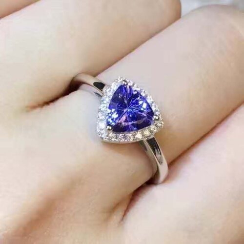 Love Heart Natural And Real Luxury Tanzanite Gemstone Rings For Women Solid 925 Sterling Silver Fine Jewelry Engagement Ring