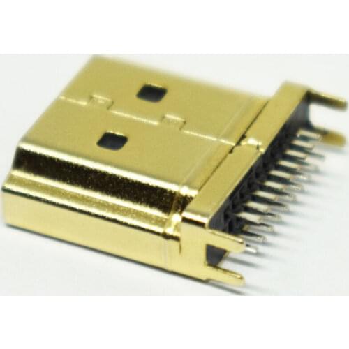 1pc Gold Plated HDMI 1.6mm 19Pin PCB Chassis SMD Socket Male Plug Connector