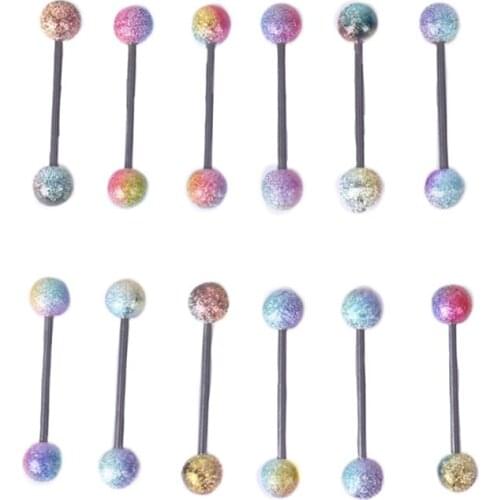 10PCS/Set Steel Colorful Barbell Tongue Bars Rings Body Piercing Jewelry 14G