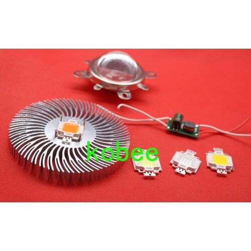 10W Cool White Warm White 3000k-3500k 4000k-4500k 6000k-6500k High Power LED + 10Watt Driver + 50mm Lens+10w Heatsink
