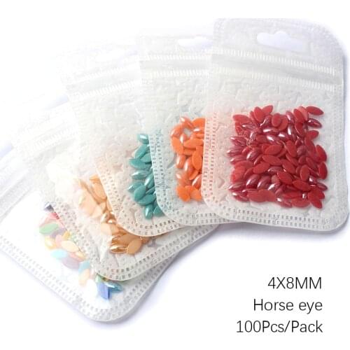 100Pcs 3D Mix Nail Rhinestones Glitter Nail Art Wholesale Ceramic Half Round Flatback Horse Eye Beads Rhinestone DIY Decorations