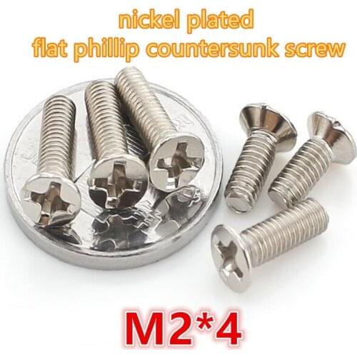 1000pcs m2*4 carbon steel with nickel plated phillip cross recessed head mini micro electronic screw machine screw