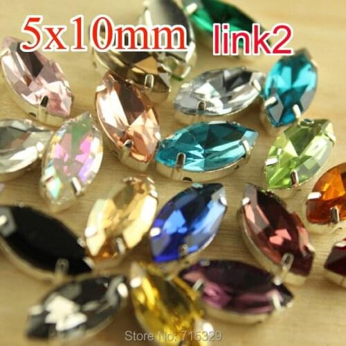 24pcs glass 5x10mm navette glass crystal rhinestone Handmade sew on claw beads Silver bottom sewing use dress