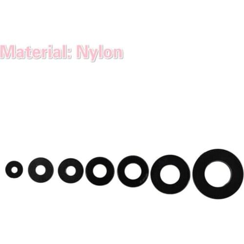 350PCSBlack M2 M2.5 M3 M4 M5 M6 M8 Plastic Nylon Flat Washers Insulation Spacer Seals Washer Gasket Ring Kit