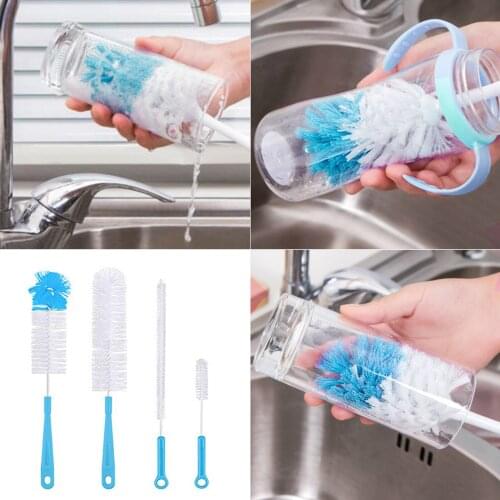 4PCS Baby Bottle Sponge Cleaning Brush Tools Nipple Brushes With Handle Utensils Spout Tube Teat Straw Brush Cup Brush Set