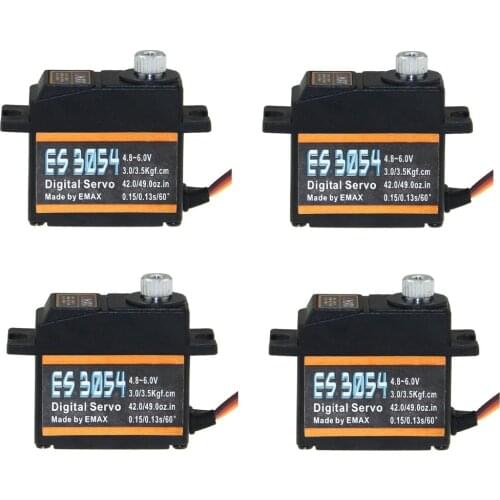 4pcs/lot EMAX ES3054 Digital Metal Servo For Believer UAV 1960mm RC Helicopter EPO Airplane 17g digital servo instead ES3154