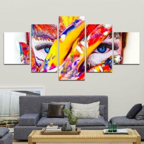 5 Pcs Girl Cool Fun Body multicolor Canvas Pictures Print Wall Art Canvas Paintings Wall Decorations for Living Room Unframe