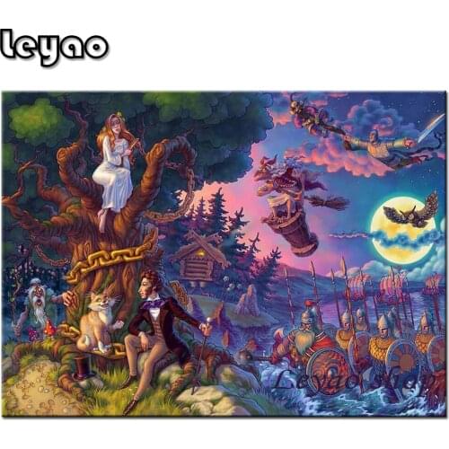 Diamond Embroidery Beautiful Pushkins Fairy Tale Full Square 5d Diy Diamond Painting Cartoon Mosaic Cross Stitch Home Hobby