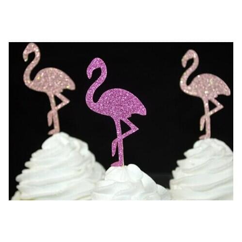 Flamingo Cupcake Toppers Glitter Tropical Luau Theme bachelorette Party wedding birthday baby bridal shower party toothpicks