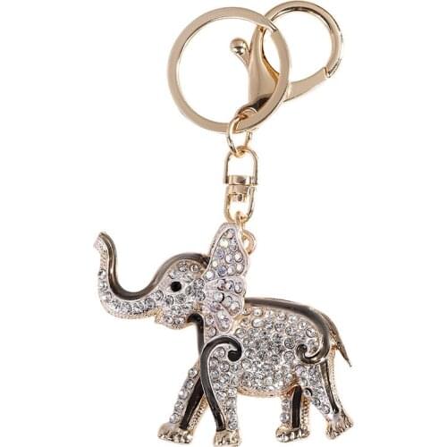 Glitter Crystal Animal Exquisite Cute Elephant Keychain Car Bag Pendant Ornament Alloy Keyring Trinket Couples Girl Jewelry Gift