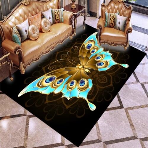 Color Dream Butterfly Printing Home Decoration Carpet Soft Comfortable Crystal Velvet Easy To Take Care of Bathroom Floor Mat