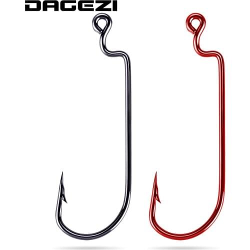 DAGEZI 50pcs/lot Carbon Steel Fishing Hook Jig Crank Bass Hook Lead Jig Head Crank Barbed Hook for Soft worms
