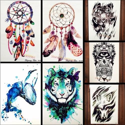 Hot Colorful Dreamcatcher Temporary Tattoo Body Art Sticker Waterproof Men Women Arm Sleeve Decals Dream Catcher Tattoo Stickers