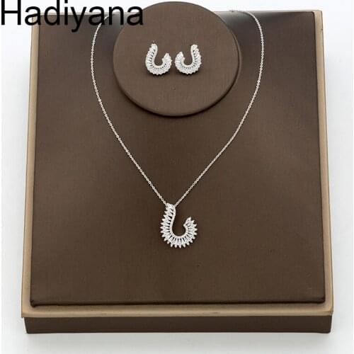 Hadiyana Shiny Temperament Bride Goddess AAA Zircon Set 2018 Hot Set For Women Necklace Earrings Jewelry Valentines Day TZ8107