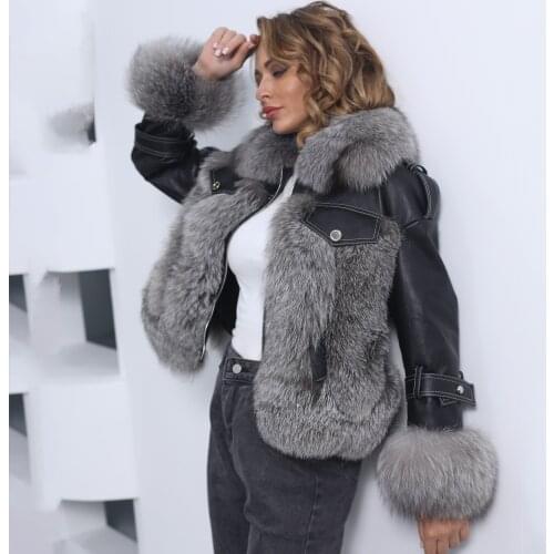 JANEFUR Thick Warm Winter Real Fox Fur Coat Women Outwear Womens Warm Jacket 100% real fur Fashion