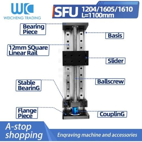 GX80 Inch Square Rail SFU1605/1204/1610 1100mm Ball Screw Sliding Table Sliding Cross Linear Slide Platform Guide XYZ Shaft