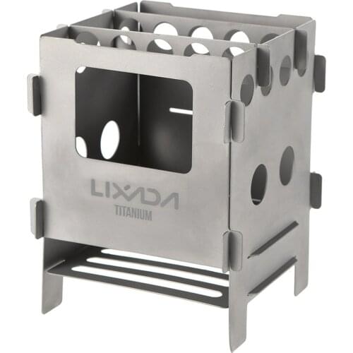 Lixada Portable Titanium Lightweight Folding Wood Stove Pocket Stove Outdoor Camping Cooking Picnic Backpacking Stove