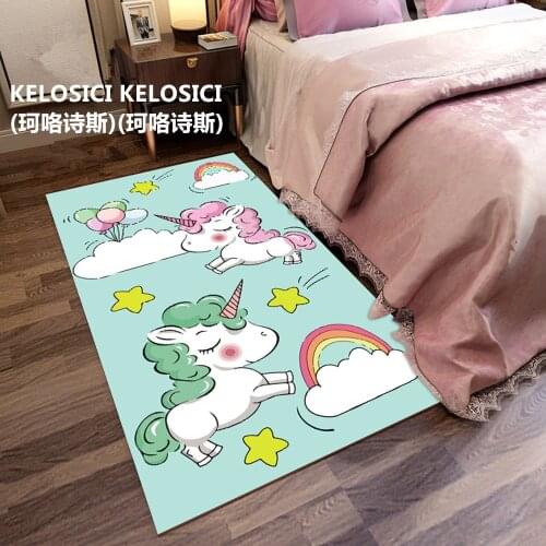 Cute Cartoon Kids Room Carpets Pink Unicorn 3D Printed Carpet Lovely Child Bedroom Play Anti-slip Area Tent Crawl Rugs Mats Baby