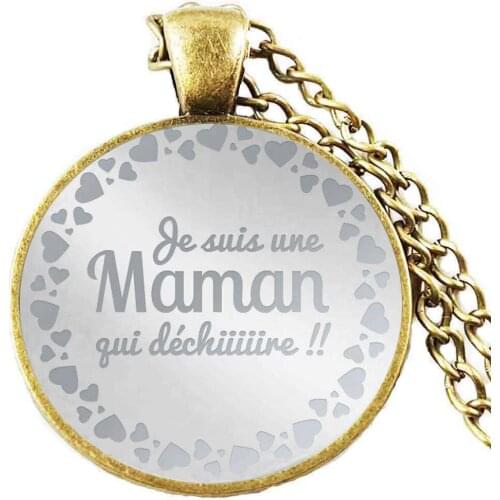 Fashion necklace suedine heart fluo"Je suis une chouette Maman"toho boho boheme ethnique ref 5835 cabochon bijou necklace chain