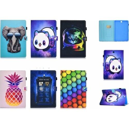 SM-T550 Fashion Cartoon Painted Case For Samsung Galaxy Tab A 9.7 SM-T555 T550 P555 Smart Leather PU Funda Tablet Stand Shell