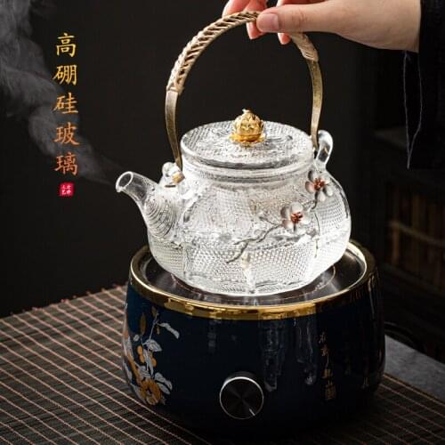 Hammer pattern boiling teapot high temperature resistant Japanese style glass household large capacity kungfu tea pot cup set