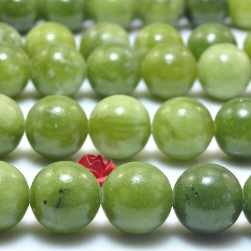Natural Green Jade Smooth Round Loose Beads Wholesale Gemstone Semi Precious Stone Bracelet Necklace Diy Jewelry Making Design