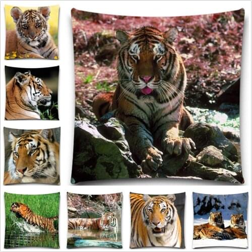 Cotton Polyester Pillow Cover Home Decor 5 size Tiger Pillow Case Yellow Colorful Square Cushion Cover