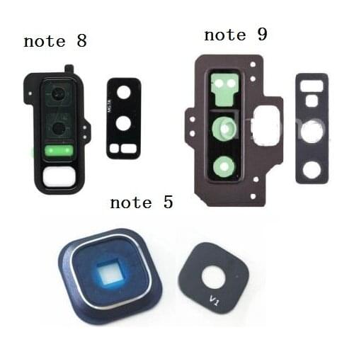 100Pcs/Lot New For Samsung Galaxy Note 5 note 8 Note 9 Rear Back Main Camera Glass Lens Cover with Frame Replacement Parts