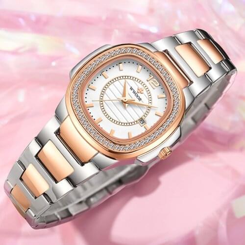 2021 New Ladies Watches WWOOR Top Luxury Rose Gold Diamond Watch Women Fashion Elegant Quartz Wrist Watch Steel Relogio Feminino