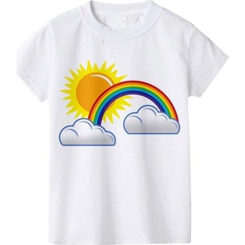 2-11Y New Rainbow Print Children T Shirts Short Sleeve O-neck Children Casual Tee Kids Clothes T Shirts for Girls