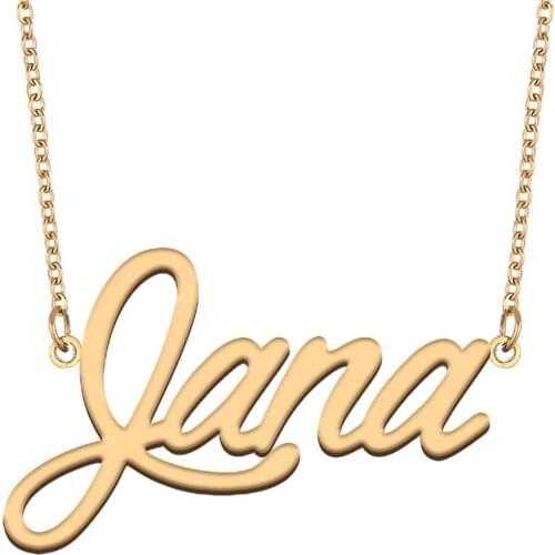 Jana Name Necklace for Women Stainless Steel Jewelry 18k Gold Plated Nameplate Pendant Femme Mother Girlfriend Gift