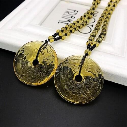 Chinese chalcedony pendant necklace fashion pendant jewelry carved jade pendant necklace men and women jade gifts