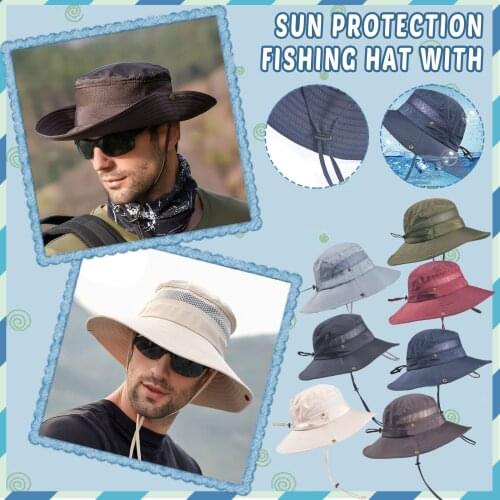 Summer Bucket Hat Cowboy Men Outdoor Fishing Hiking Beach Hats Breathable Anti Uv Sun Cap Large Wide Brim For Men And Women