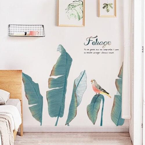 Pastoral Simple Wall Stickers Hand Painted Banana Leaves Bedroom Living Room Decoration Sofa Backdrop Furntiure Decal PVC Murals