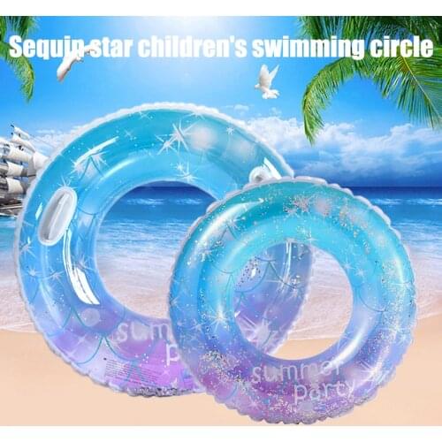 Swimming Ring Float Tube Transparent Inflatable Swimming Colorful Circle Swimming Mattress Beach Party Toys Pool Accessories