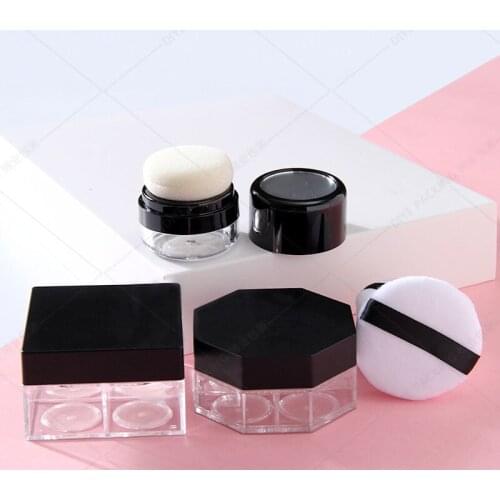 10pcs Empty Makeup Powder Container with Puff Loose Face Powder Compact Case Plastic Cosmetic Jars Travel Containers
