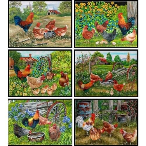 Counted Cross Stitch Kits Needlework Embroidery - 14 ct Aida DMC Color DIY Arts Handmade Home Decor - Farmyard Friends