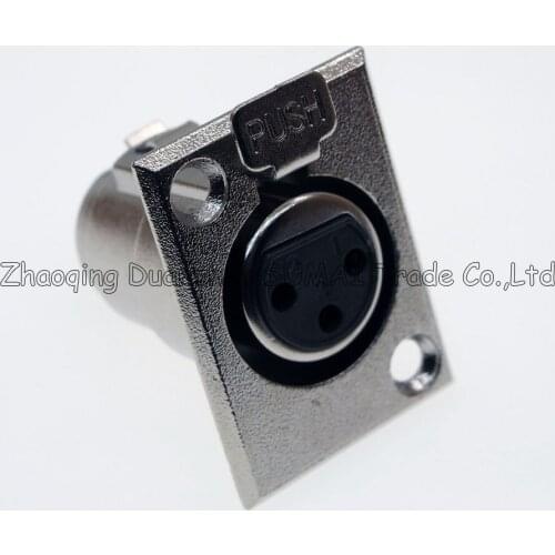 Silvery Metal Audio MIC Connector XLR 3 Pin female Chassis Mount type plug,CANON XLR Push type profession Audio panel socket