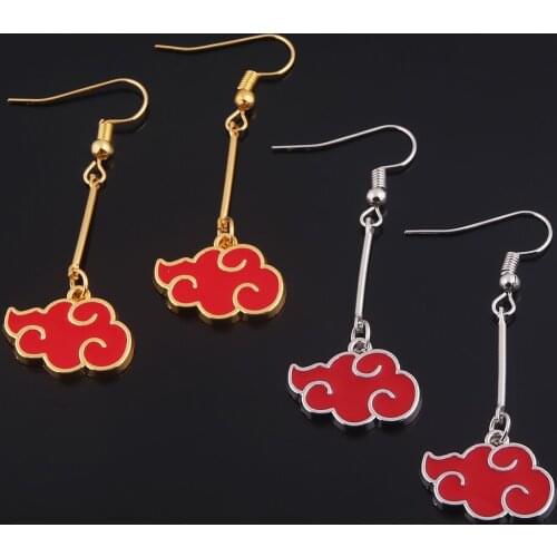 Anime Cosplay Earring Akatsuki Organization Red Cloud Pendant Drop Earrings For Women Men Fashion Jewelry Accessories