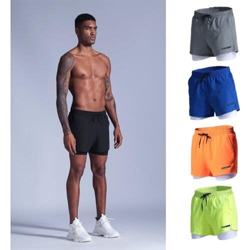 Men Shorts Running and Jogging Shorts New Solid Color Cycling Shorts Marathon Track Field Quick-Dry Double Training Shorts