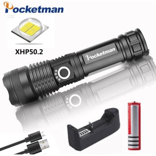 Led flashlight xhp50.2 usb charging torch zoomable Shock Resistant Self Defense Powerful Outdoor car led torch 5 modes by 18650