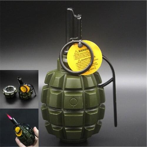 Creative Personality Metal Butane Windproof Direct Injection Small Grenade Shape Ashtray Lighter Cigarette Accessories Men Gift
