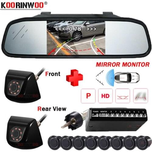 Koorinwoo Dual CPU Intelligent System For Cars Parking Sensor Parktronic 8 Dynamic Track Camera Mirror Image + Front Car Monitor